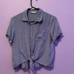 Blue and white stripped short sleeve top